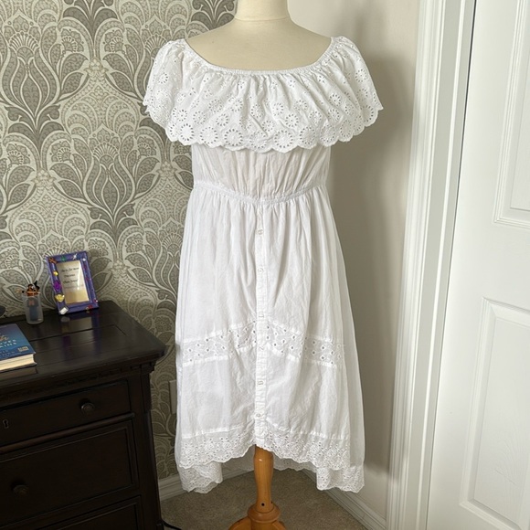 J Glee White Eyelet Dress size Large - Picture 1 of 3